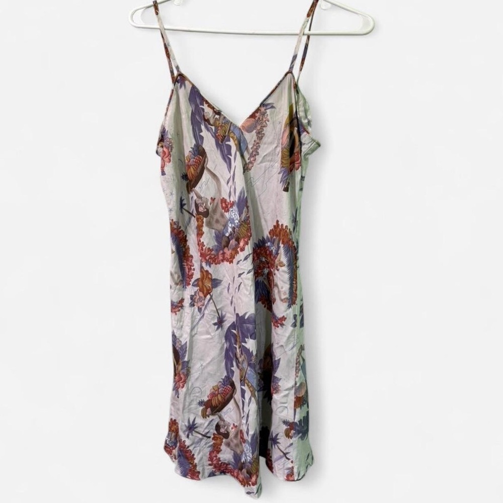 Retro style tropical Hawaiian floral slip dress